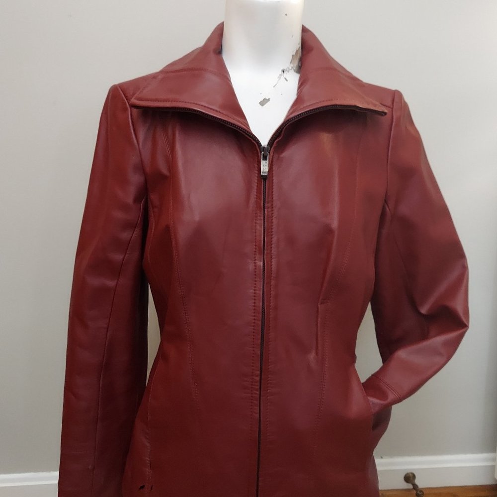 Pelle Studio Red Leather Jacket Blazer Size Small